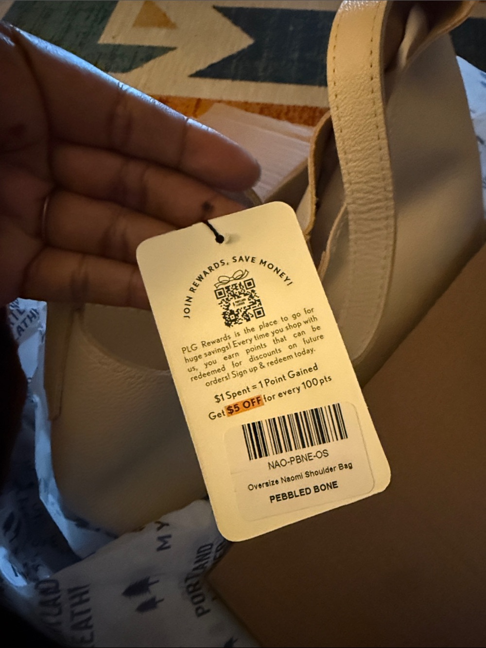 Portland Leather Pebbled Bone Cream Oversized Shoulder Hobo Bag - Picture 7 of 7